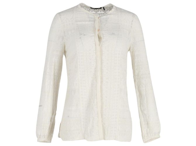 Blusa transparente de manga comprida Isabel Marant em algodão creme Branco Cru