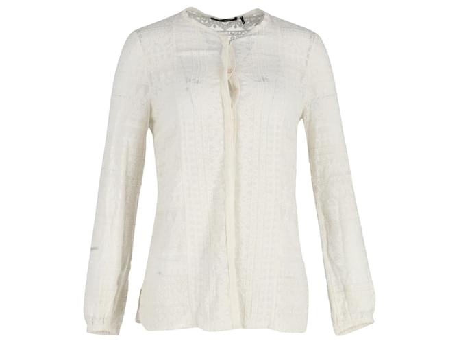 Blusa transparente de manga comprida Isabel Marant em algodão creme Branco Cru  ref.1172120