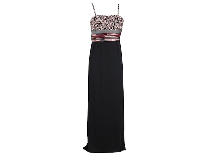 Missoni Embellished Top Maxi Dress in Black Polyester Silk  ref.1172126