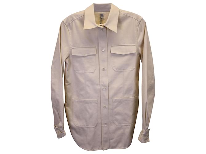 Camisa Totême de sarga de algodón beige  ref.1172134