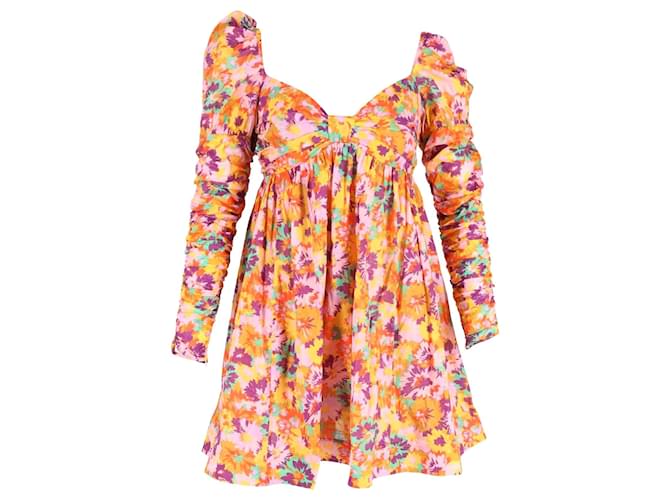 Zimmermann Violet Floral Twist Front Mini Dress in Multicolor Cotton Multiple colors  ref.1172143