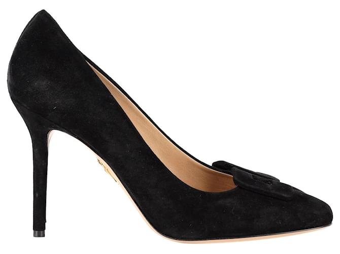 Charlotte Olympia Catherine Buckle Pumps in Black Suede  ref.1172148