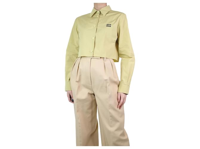 Miu Miu Yellow distressed cropped shirt - size UK 6 Cotton  ref.1172156
