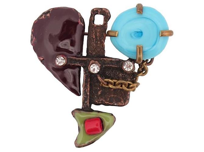 Other jewelry VINTAGE CHRISTIAN LACROIX HEART CHRISTMAS BROOCH 1996 IN METAL & LACQUER HEART BROOCH Multiple colors  ref.1172262