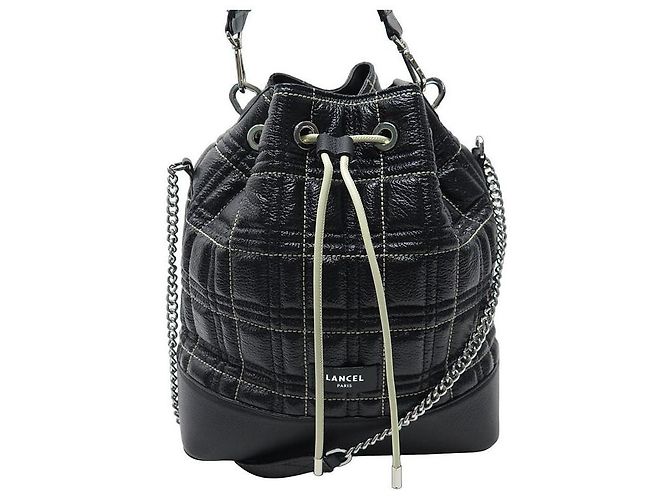 NUOVA BORSA A MANO LANCEL SECCHIELLO11131 BORSA A SECCHIELLO IN PELLE SEMI TRAPUNTATA NERA Nero