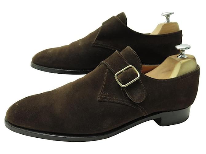 JOHN LOBB SHOES LOAFERS WITH FOULD BUCKLE 8.5E 42.5 SUEDE LOAFERS SHOES Brown  ref.1172315