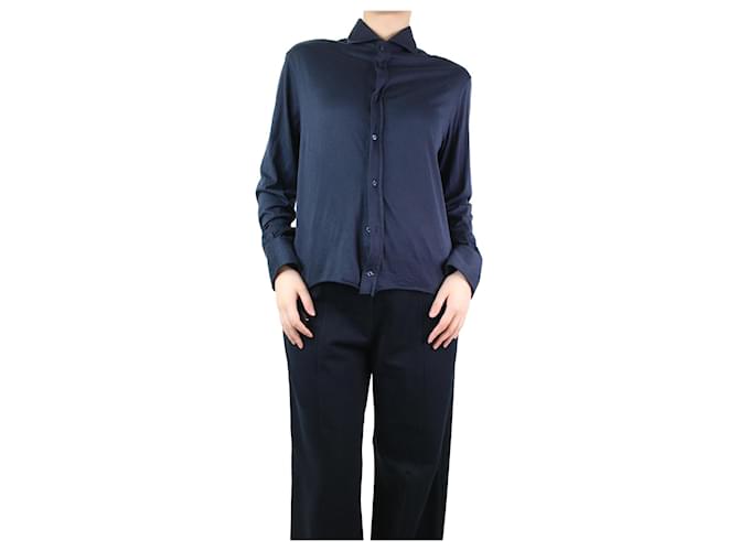 Brunello Cucinelli Blue button-up silk-blend shirt - size UK 16  ref.1172454