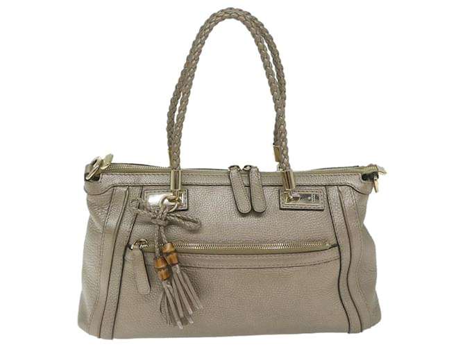 Gucci Bamboo Grey Leather  ref.1172747