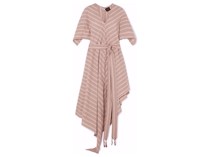 Loewe + Paula's Ibiza Belted Striped Cotton-gauze Midi Dress Pink  ref.1172751