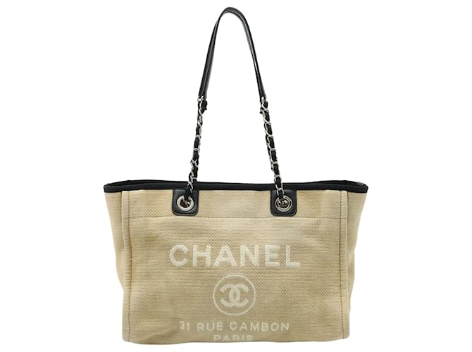 Classique Chanel Deauville Toile Beige  ref.1172765