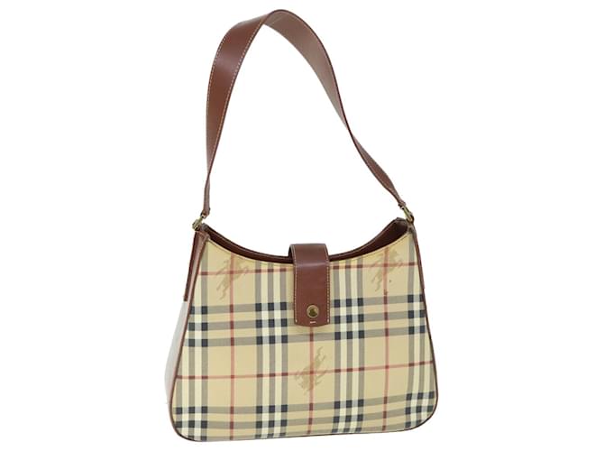 BURBERRY Nova Check Sac à bandoulière en cuir PVC Beige Auth 61009  ref.1172847