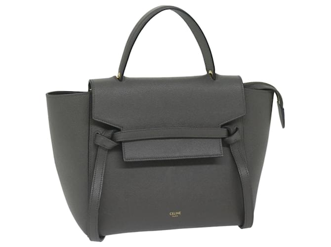 Céline CELINE Micro Belt Hand Bag Leather Gray Auth hk968 Grey  ref.1172851