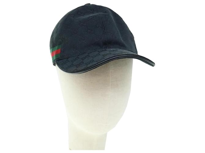 GUCCI GG Canvas Web Sherry Line Cap M Size Black Red Green 200043 Auth am5246  ref.1172900