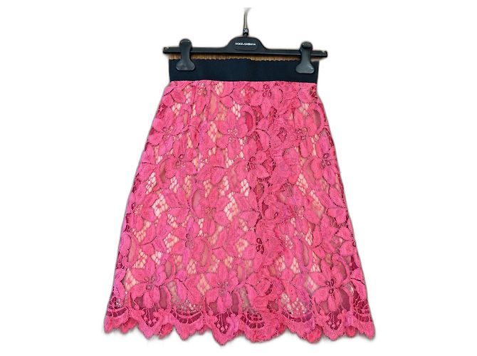 Falda de encaje floral cordonnet rosa Dolce & Gabbana