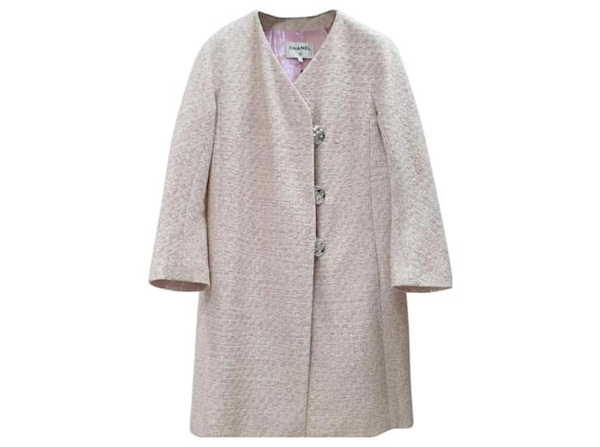 Manteau en tweed lurex rose Chanel  ref.1173210