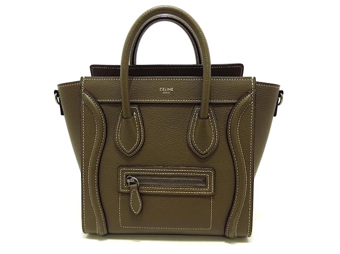 Céline Luggage Green Leather  ref.1173320