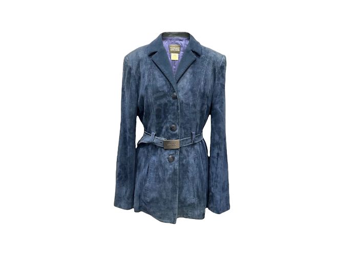 Versace Blue Suede Jacket L