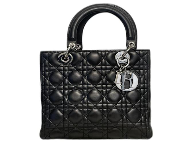 Lady Dior Dior Handbags Black Leather  ref.1173735