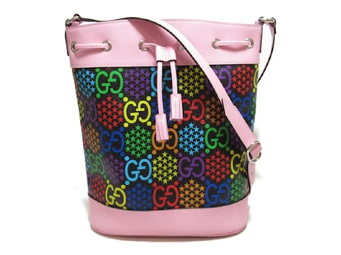 Bolsa bucket Gucci GG psicodélica, bolsa crossbody de lona 598149.0 em ótimo estado Rosa  ref.1173761