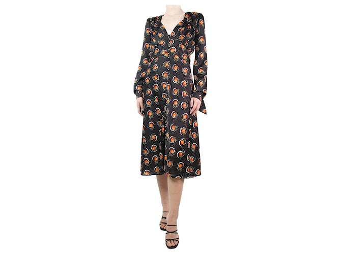 Paco Rabanne Black graphic-print long-sleeved midi dress - size S Polyester  ref.1173788