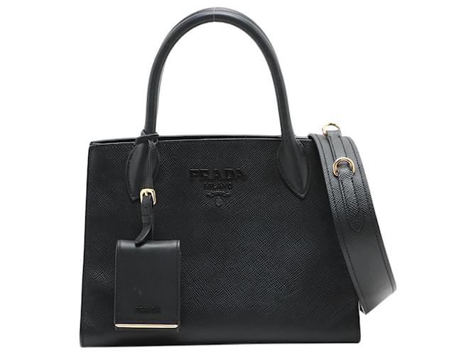 Prada Black saffiano top handle bag Leather  ref.1173790