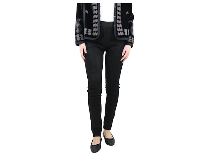 Ann Demeulemeester Black slim-leg suede trousers - size L Leather  ref.1173793