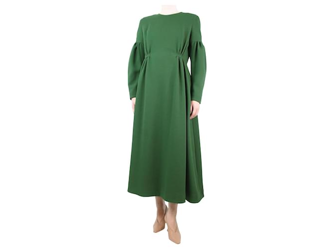 Autre Marque Green gathered crepe dress - size UK 12 Polyester  ref.1173797