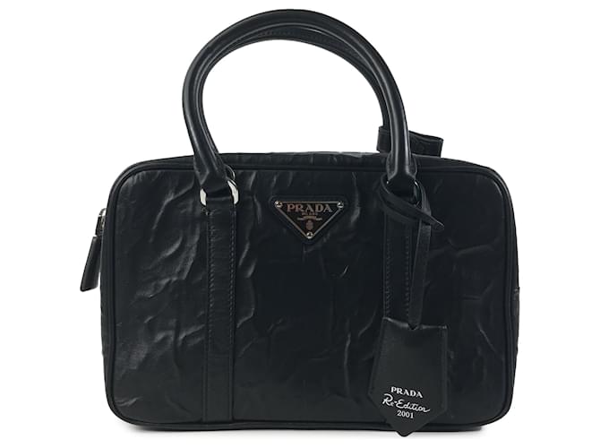 Prada Black Medium Antique Re Edition 2001 Leather Pony-style calfskin  ref.1173810
