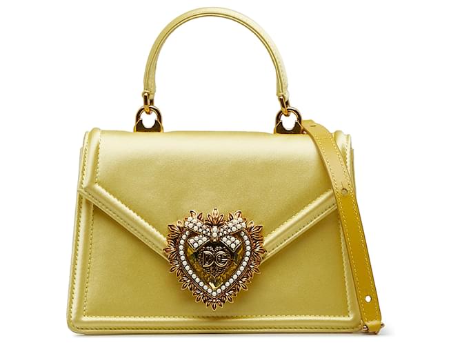 Dolce & Gabbana Dolce&Gabbana Bolso satchel Devotion de satén amarillo Paño  ref.1173856
