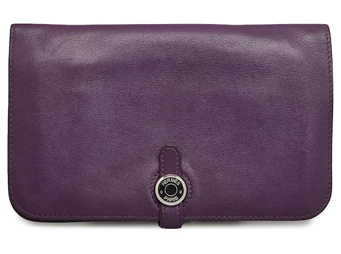 Hermès Hermes Purple Swift Dogon Duo Wallet Leather Pony-style calfskin  ref.1173885