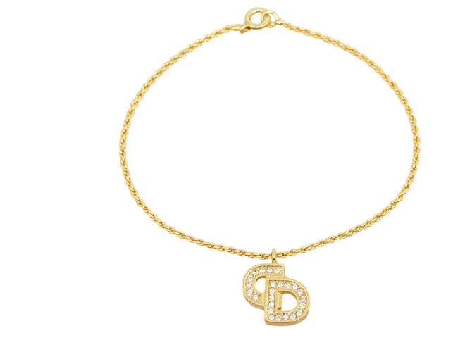 Bracelet strass logo doré Dior Métal Plaqué or  ref.1173891