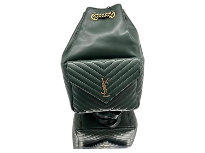 Yves Saint Laurent mochila joe Verde oscuro Piel de cordero  ref.1173924
