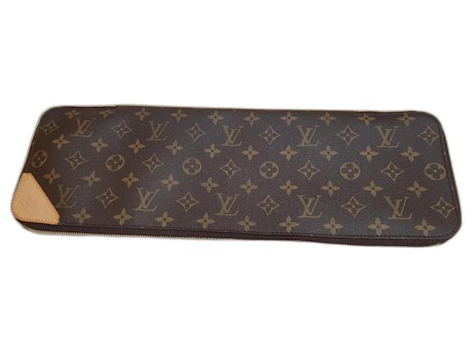 Louis Vuitton Monograma Etuy 5 Estojo para gravata de unhas M47535 Marrom Couro  ref.1173953
