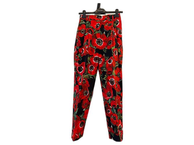 Pantalones Dolce & Gabbana de algodón con estampado de anémonas Multicolor