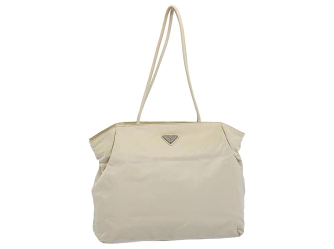 Tote PRADA Einkaufstasche Nylon Creme Auth 60773 Roh  ref.1174119