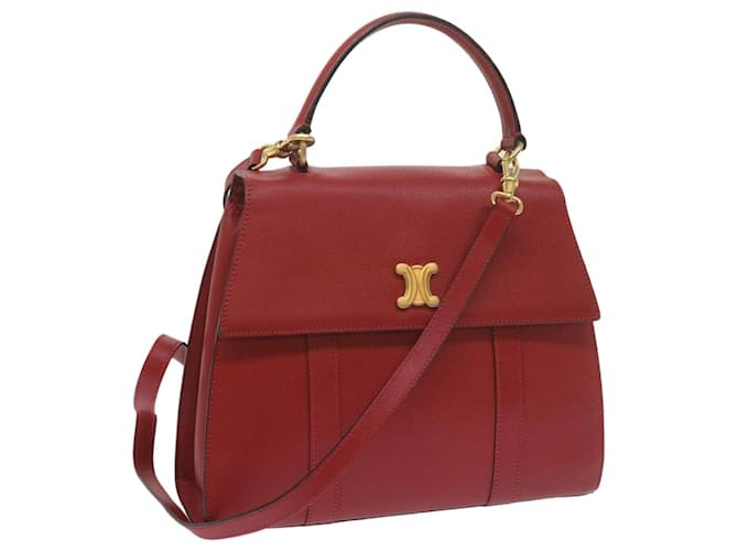 Céline CELINE Hand Bag Leather 2Way Red Auth am5388  ref.1174146