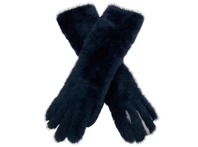 Autre Marque Marni Navy Blue Shearling Gloves Fur  ref.1174403