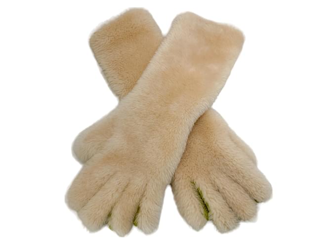 Autre Marque Marni Natural Shearling Gloves Cream Fur  ref.1174406
