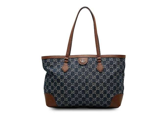 Bolsa de compras azul Gucci média GG Denim Ophidia Couro  ref.1174465