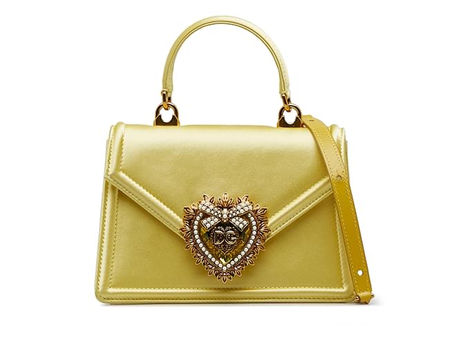 Dolce & Gabbana Bolso satchel Devotion de satén amarillo Dolce&Gabbana Lienzo  ref.1174519