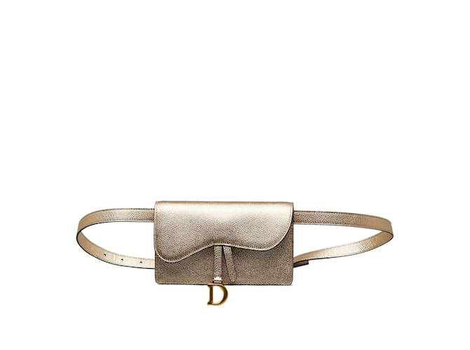 Gold Dior Leather Saddle Belt Bag Golden  ref.1174590