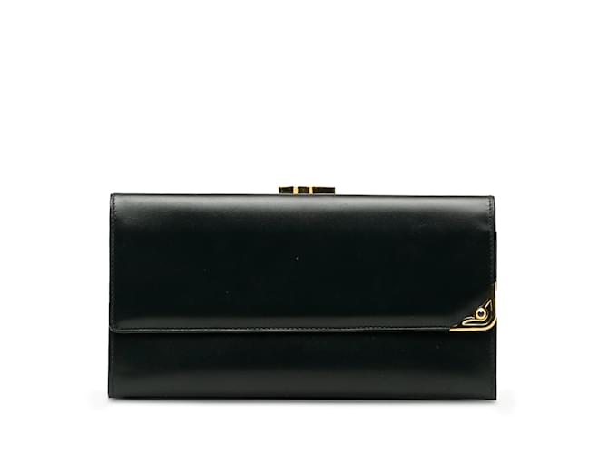 Black Cartier Leather Long Wallet  ref.1174597