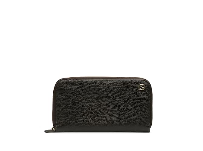 Schwarze Gucci-Geldbörse aus Leder mit ineinandergreifendem G-Reißverschluss  ref.1174648