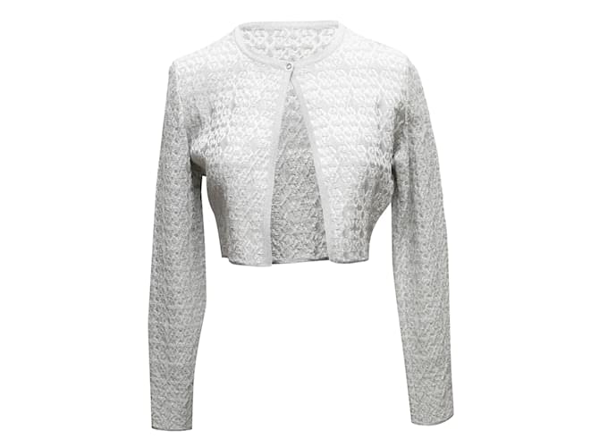 Alaïa Silver Alaia Cropped Cardigan Size FR 42 Silvery Synthetic  ref.1174664