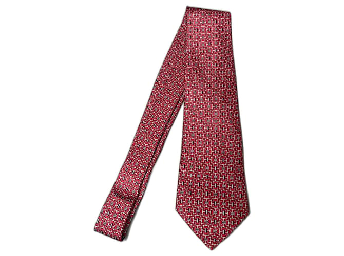 Hermès Nueva corbata Hermes Roja Seda  ref.1174687