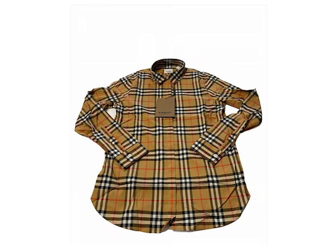Camicia oversize in cotone Vintage check BURBERRY Beige  ref.1174705