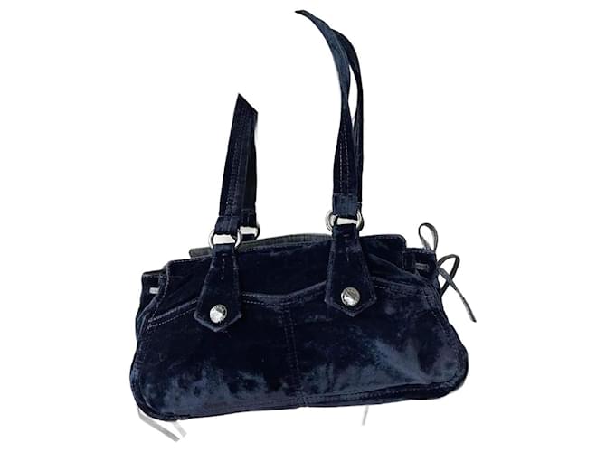 Bauletto Prada velvet handbag in navy blue  ref.1174709