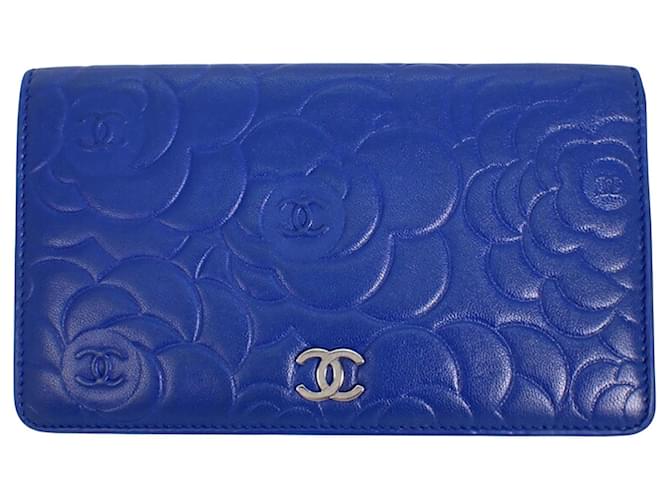 Chanel Cam�lia Blue Leather  ref.1174726