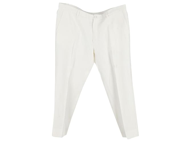 Pantalon slim Dolce & Gabbana en lin blanc  ref.1174781