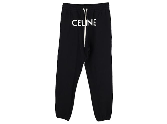 Céline Pantalon de survêtement Celine en coton noir  ref.1174791